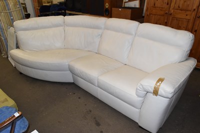 Lot 727 - A white cream leather corner sofa