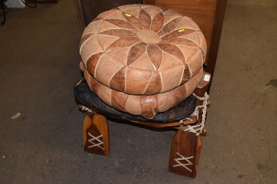 Lot 754 - A vintage camel back stool together with two...