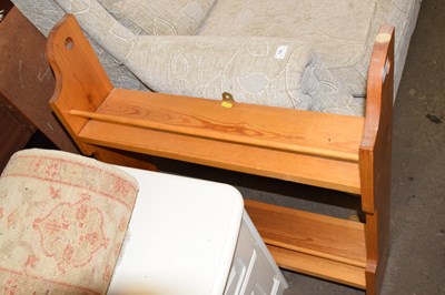 Lot 758 - A pine hanging plate rack