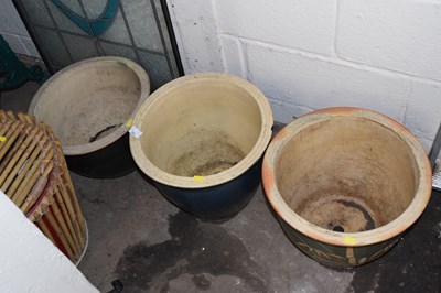Lot 802 - Three various ceramic garden pots