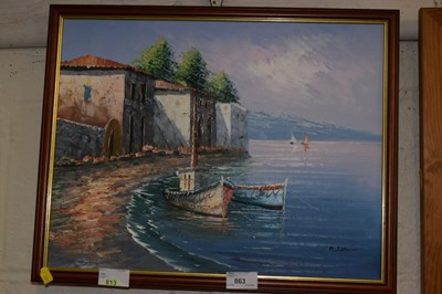 Lot 863 - A framed seaside scene, oil on board