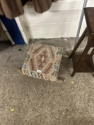 Lot 337 - A small embroidered folding stool