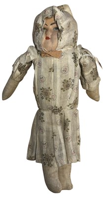 Lot 216 - A small pre-war stuffed-body cloth doll with...