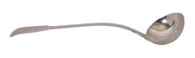Lot 8 - A Victorian silver fiddle pattern soup ladle...