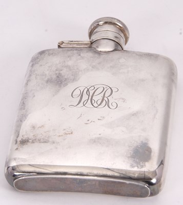 Lot 18 - A George VI silver spirit flask of plain...