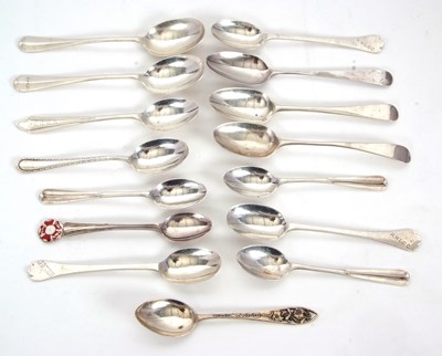 Lot 20 - Mixed Lot:  Fifteen various silver teaspoons,...