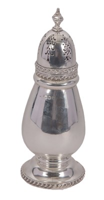 Lot 25 - A George V silver caster of plain baluster...