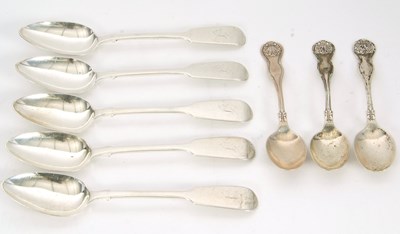 Lot 35 - Mixed Lot:  A group of five fiddle pattern...