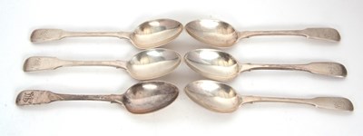 Lot 47 - A set of six fiddle pattern teaspoons,...