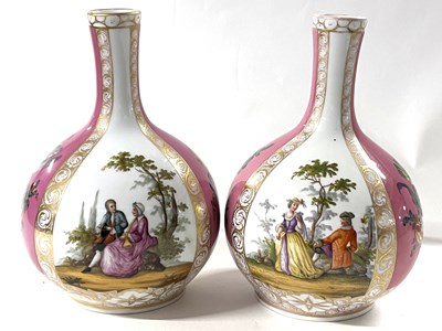 Lot 233a - Pair of late 19th Century Helena Wolfsohn Vases Dresden Vases