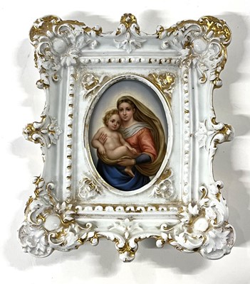 Lot 259 - Comtinental Porcelain Plaque Madonna and Child