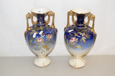 Lot 25 - Pair of late 19th century blue and gilt...