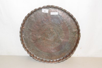 Lot 41 - Small copper serving tray with engraved...