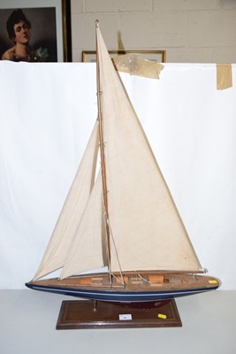 Lot 43 - Model yacht on wooden stand 61cm wide