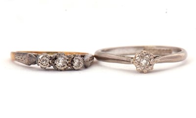 Lot 81 - Two diamond rings: to include an 18ct single...