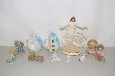 Lot 54 - Mixed various assorted figurines, swan vases etc