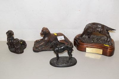 Lot 73 - Bronzed metal model of a whippet together with...