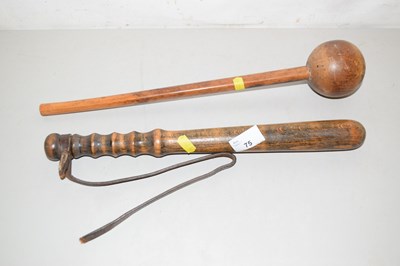Lot 75 - Vintage truncheon and a further knobkerrie...