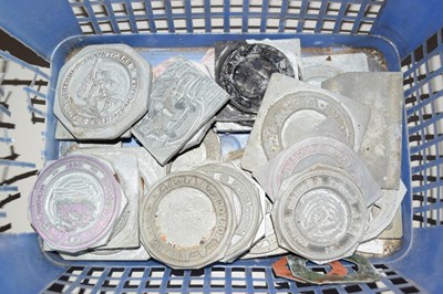 Lot 76 - Basket of metal printing blocks