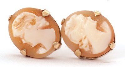 Lot 125 - A pair of 9ct cameo earstuds, with mounts...