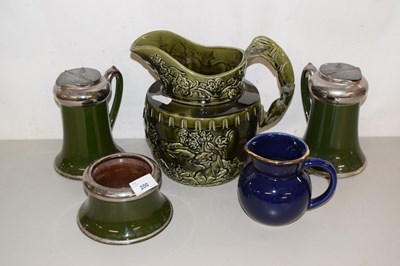 Lot 200 - Mixed Lot: A large green glazed jug with...