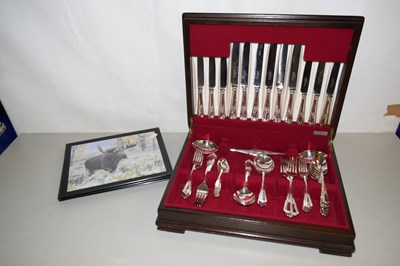 Lot 203 - Canteen of silver plated cutlery together with...