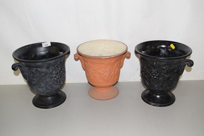 Lot 238 - A pair of Holkham Pottery jardinieres and...