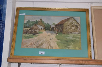 Lot 242 - J A Ramsay, a country cottage with poultry,...