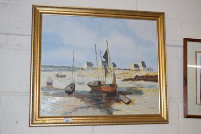 Lot 270 - K.Peters study of moored boats, oil on canvas