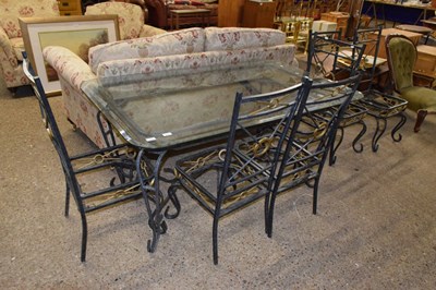 Lot 353 - An iron framed and glass top rectangular...