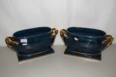 Lot 504 - A pair of  blue table top plant pots
