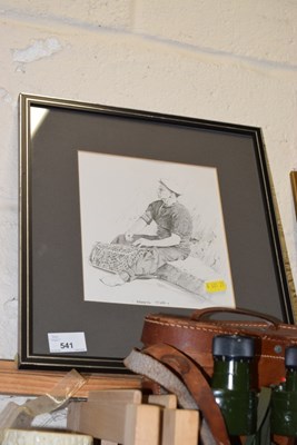 Lot 541 - A pencil study of a fisherman by Kenneth Tidd