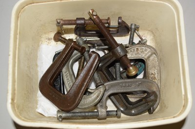 Lot 545 - Box of small wood working G clamps