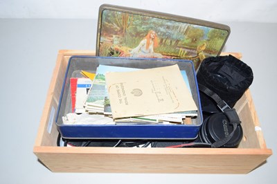 Lot 563 - Box containing various cameras, postcards etc