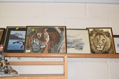 Lot 567 - Three embroidered pictures in frames