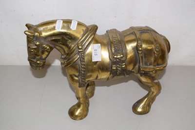 Lot 615 - A large heavy brass model of a shire horse
