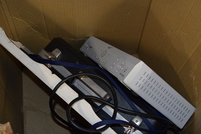 Lot 739 - Mixed box of electricals to include Sky box