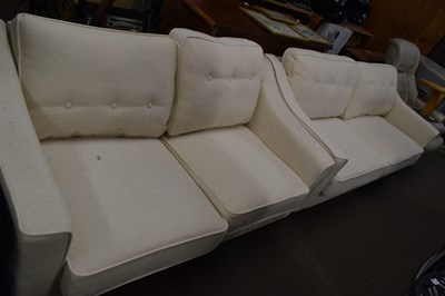 Lot 790 - A pair of cream upholstered sofas