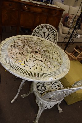 Lot 803 - A round aluminium garden table and two chairs