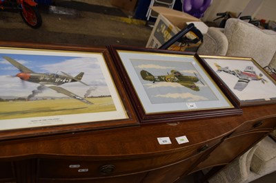 Lot 836 - Pair of embroidered aeroplane pictures plus...