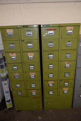 Lot 855 - A pair of green filing cabinets and some contents