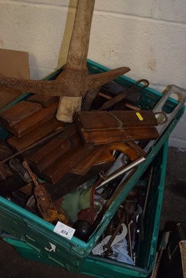 Lot 874 - Two large boxes of various woodworking planes,...