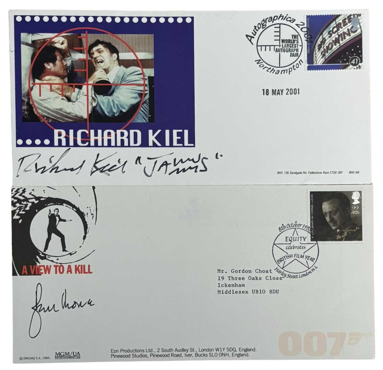 Lot 42 - SIGNED JAMES BOND FIRST DAY COVERS: A View to...