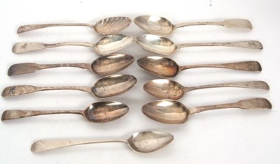 Lot 69 - A group of eleven Georgian silver teaspoons,...