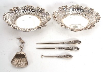 Lot 72 - Mixed Lot: A pair of silver pierced and...