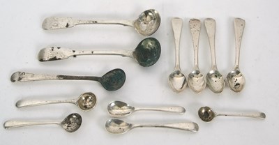 Lot 75 - Mixed Lot:  Silver condiment spoons, various...