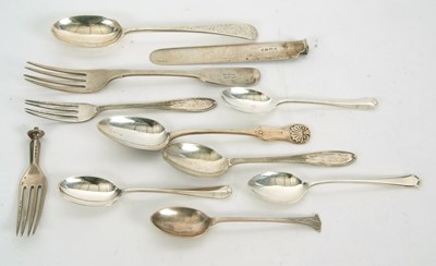Lot 77 - Mixed Lot: George III fiddle pattern fork,...