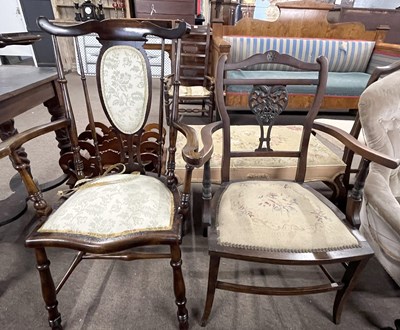 Lot 394 - A late Victorian spindle back armchair with...