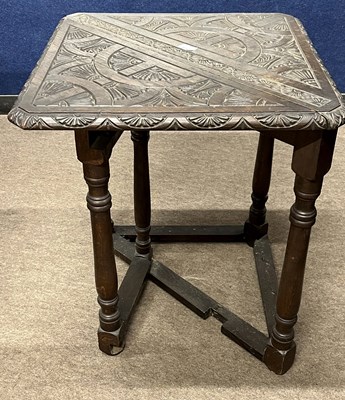 Lot 404 - A Victorian Gothic Revival drop leaf corner...