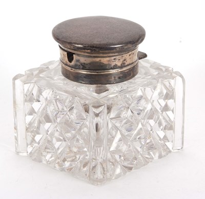 Lot 98 - A late Victorian large cut glass inkwell of...